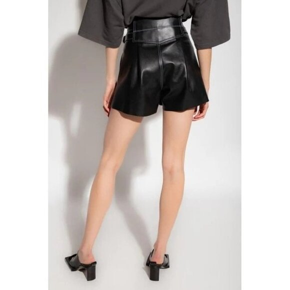 Black Leather Shorts - The Mannei -SAKIB -EU 40 / USA Size 10- NWT - Picture 4 of 16